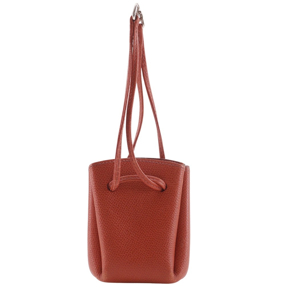 ヴェスパポーチ 巾着 ポーチ レザー オレンジ G レディース 中古品