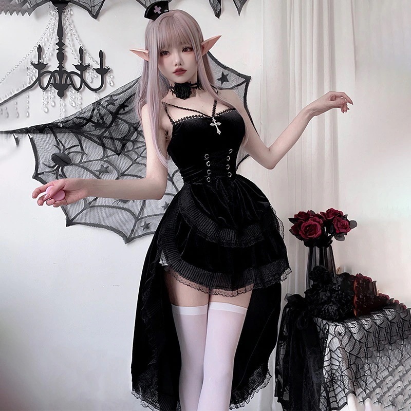 正規品販売暗黒y 2k亜文化コスプレ衣装女性ハロウィーン アニメコスチュームショー小悪魔cos服