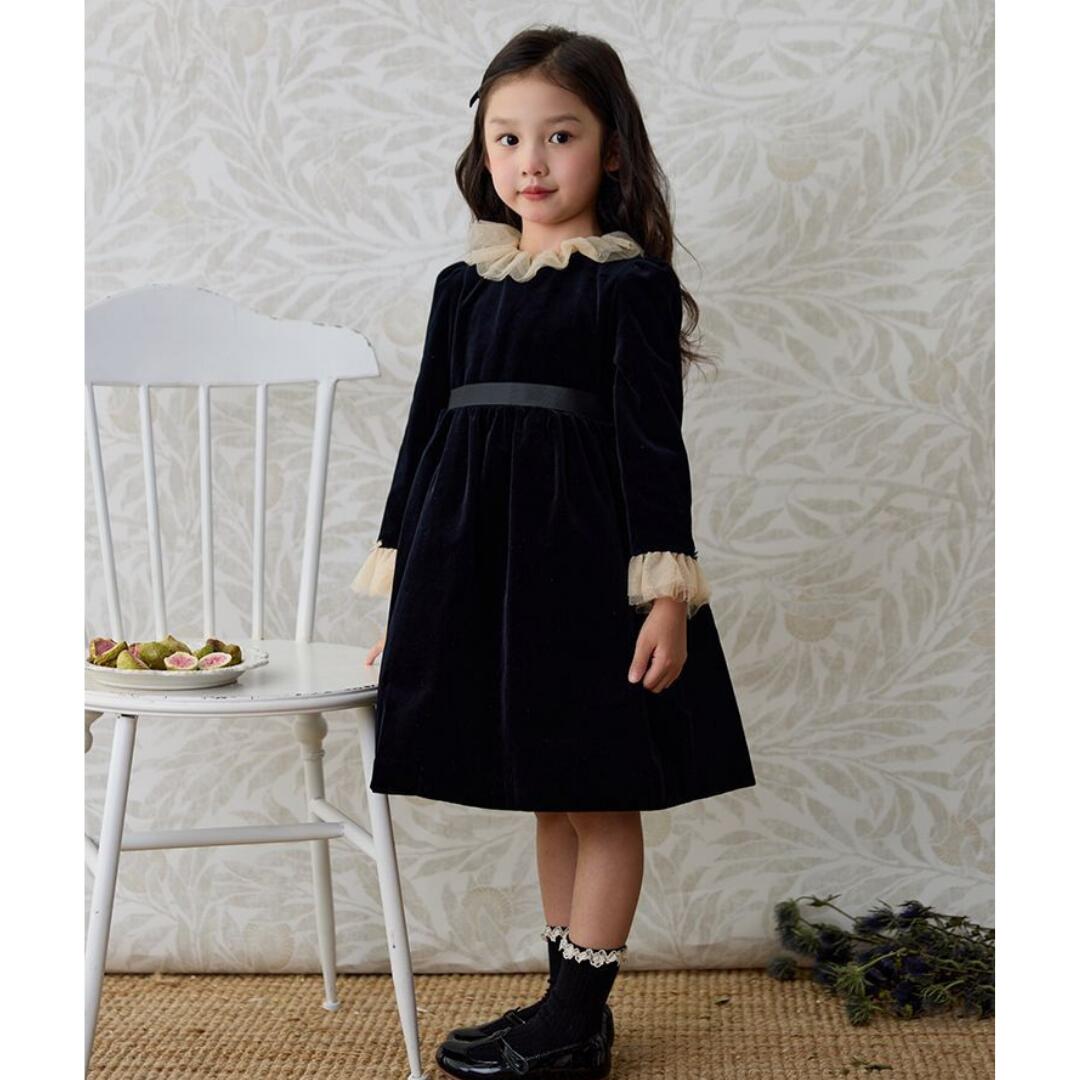 【最安値挑戦】キッズ ワンピース 冠婚葬祭 礼服ベビー 赤ちゃん 卒園式 長袖 ブラック 黒 入園式 結婚式 えり付き ジュニア 小学生 子ども 子供 子供服 子ども服 シンプル 春 秋 冬 上品 お