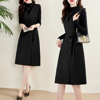 ワンピース ジャンパースカート ジャンスカ 膝丈 ひざ丈 袖なし ノースリーブ Vネック リボン ウエストマーク ウエストリボン かわいい 大人可愛い 大人 上品 おしゃれ お洒落 かっこいい レトロ