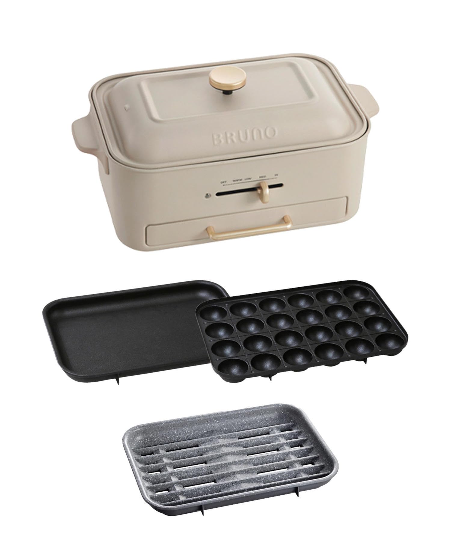 BRUNO ブルーノ コンパクトグリルホットプレート 減煙 煙が出にくい 焼肉グリル 焼肉プレート おうち焼肉 平面プレート たこ焼きプレート 減煙グリルプレート グレージュ BOE109-GRG