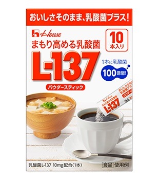送料無料　100本　ハウスウェルネスフーズ　まもり高める乳酸菌L-137　パウダースティック　１．３ｇ１０本ｘ10