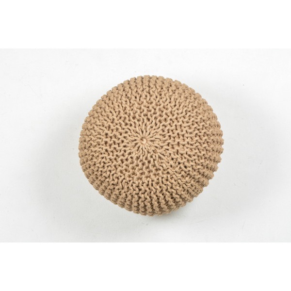 270068054 ハンドメイド 綿100% 編み込み スツール ブレイドプフ Lサイズ 幅80cm高さ35cm ベージュ ホワイト メーカー直送