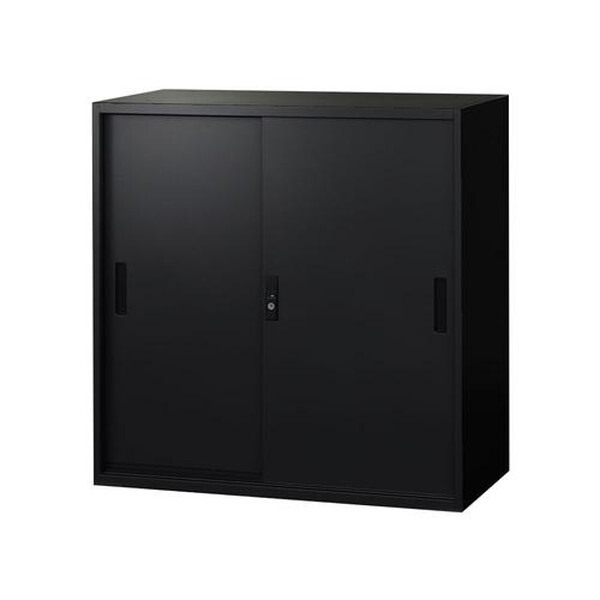 法人限定 Netforce EA-8840-3H-W-BK ブラック 引戸書庫 3段 スチール (幅880×奥行400mm) メーカー直送