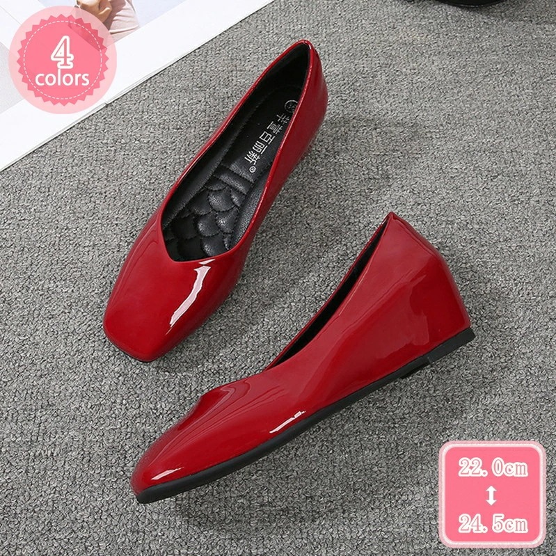 500円OFFクーポン コンフォートシューズ リボン パンプス スクエアトゥ 低反発 美脚 女性 ウエッジソール エナメル レディース ウェッジパンプス 日常 婦人 走れる 痛くない 5cm ヒール