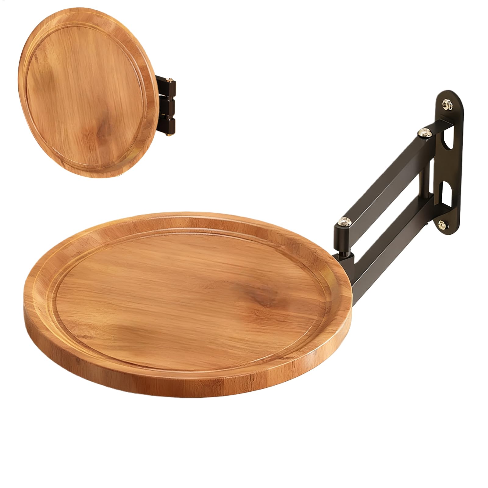 折りたたみ式ウォールトレイ - 壁掛け式格納式ラウンド折りたたみ式テーブル 省スペーストレイ アパート寝室RV住宅所有者賃貸人バスルームキッチンバルコニー玄関小さなスペース用