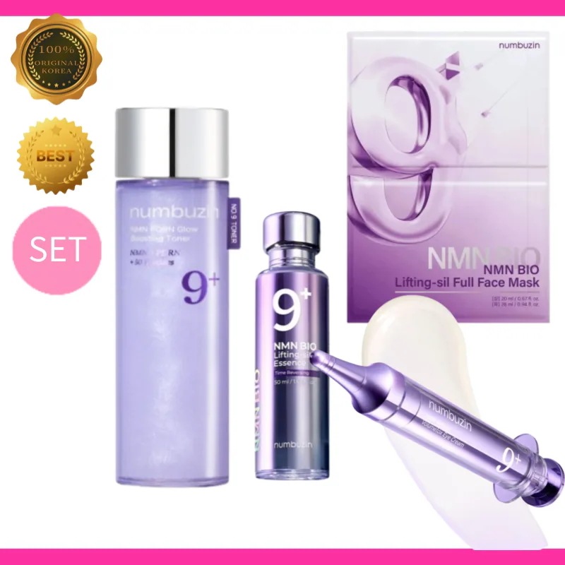 [4点SET] numbuzi*n ナ*ンバーズイン 9番 NMN PDRN トリートメントトナー 150ml + エッセンス 50ml + アイクリーム 10ml + マスク 4枚 ハリ 弾力 ケア