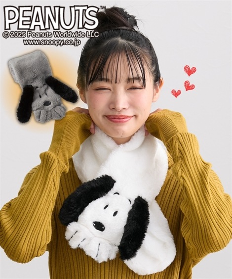 マフラー スヌーピー　ふわふわなエコファーマフラー 選べる２サイズ