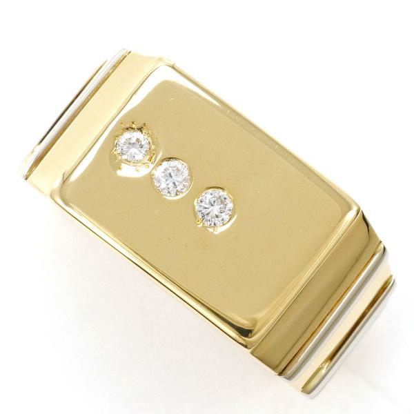 K18 18金 YGWG リング 指輪 18号 ダイヤ カード鑑別書 ジュエリー 中古