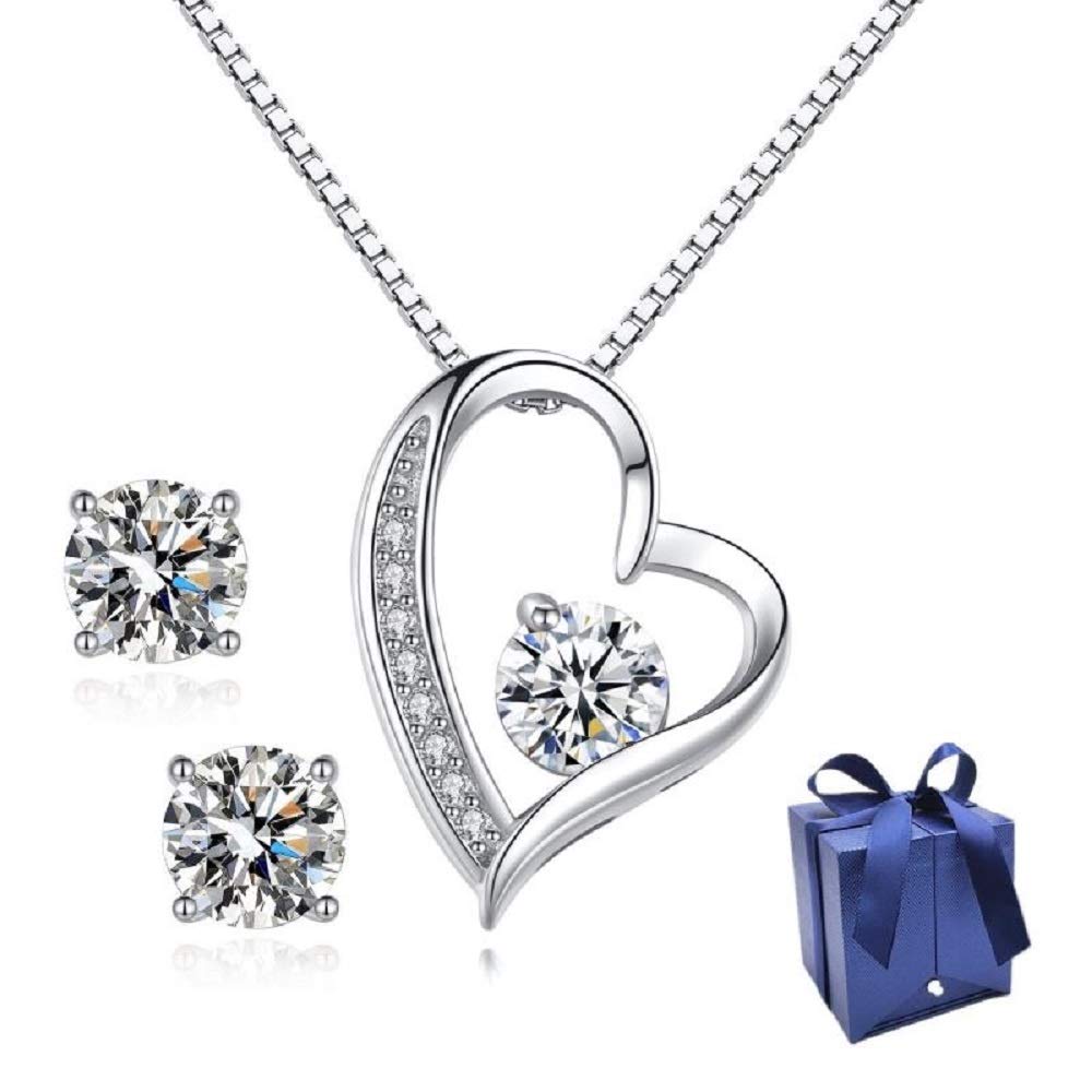 [Jeconpal] ネックレス レディース 純銀925 オープンハート アクセサリー 金属アレルギー対応 クリスマス 誕生日 プレゼント 女性 ギフト ラッピング セット（シルバー ローズBOX）