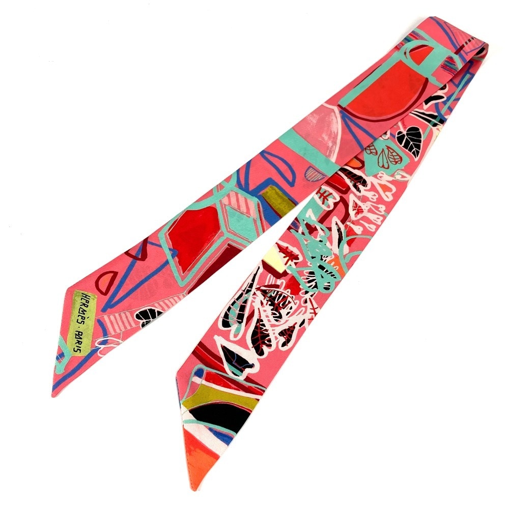 スカーフ ツイリー ツィリー シルク ピンク