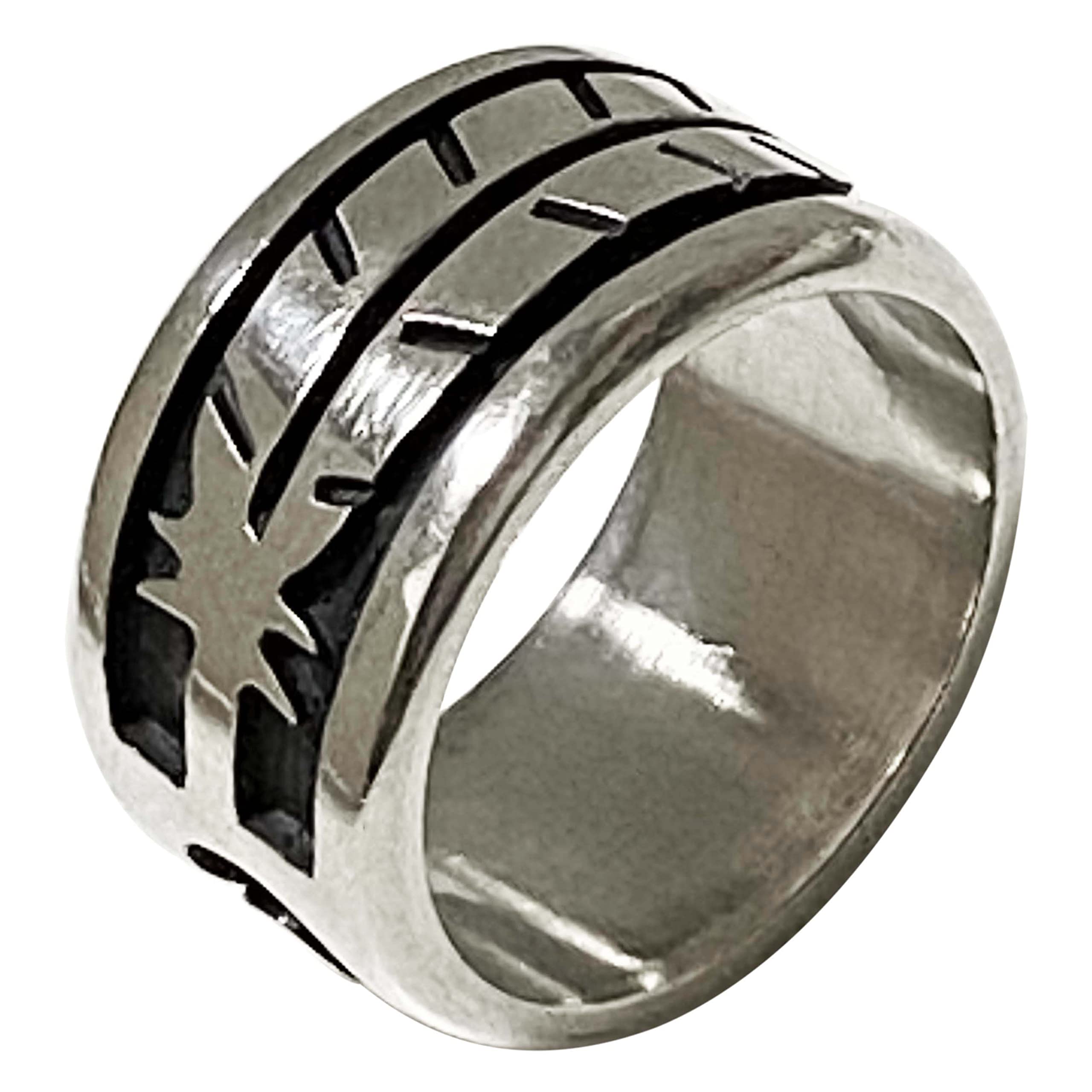 ホピ族 インディアンジュエリー オーバーレイ フェザー 羽 リング ネイティブアメリカン 指輪 USA製STERLING SILVER ホピ 925 銀製 黒銀 シルバーリング アミニズムデザイン 鳥