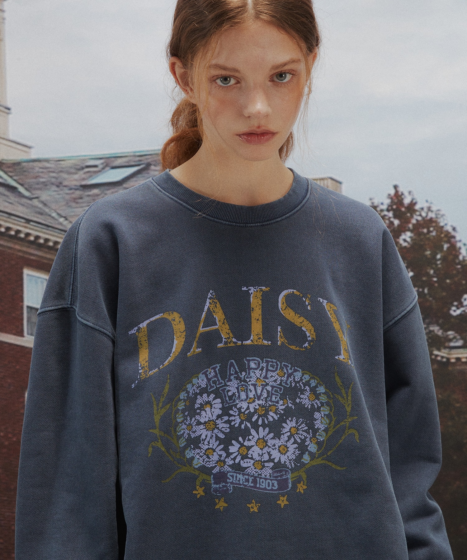 【CPGN】DAISY PIGMENT SWEATSHIRT DARK BLUE