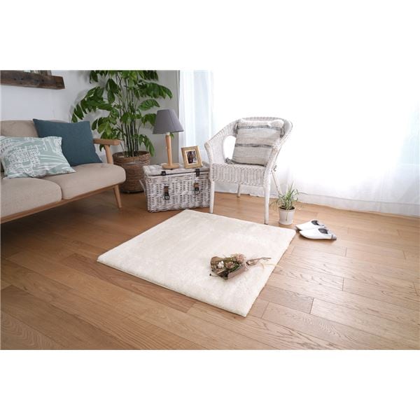 トシシミズ 洗えるマイクロ2層ウレタンパズルラグマット 約幅95x長さ95cm アイボリー PZ-305