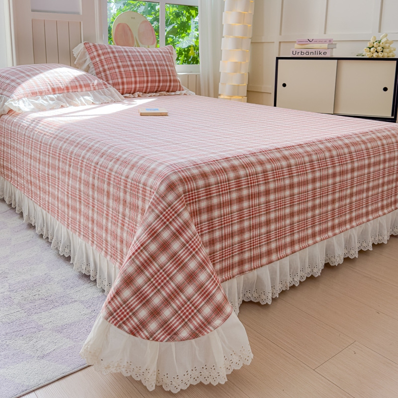 A類小清新小花両面綿挟み綿ベッドカバー単品四季通用全綿キルティングシーツシワにならない