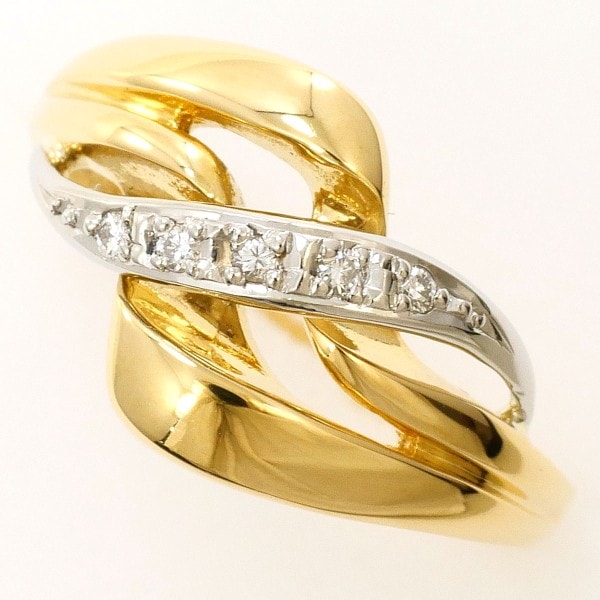 PT900 プラチナ K18YG リング 指輪 8号 ダイヤ 0.04 ジュエリー 中古