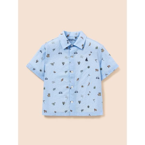 [BEANPOLE KIDS] [ダリアソン] シアサッカー半袖シャツ - スカイブルー (BI6465U90Q)