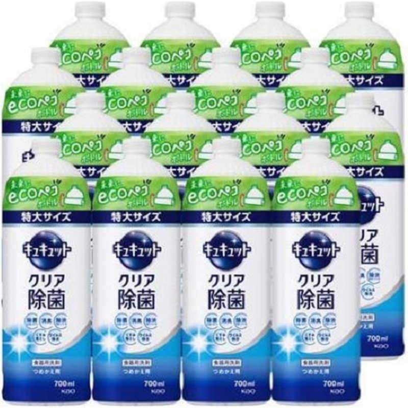 花王 (ケース販売) キュキュット クリア除菌 グレープフルーツの香り つめかえ用 700mL×16個