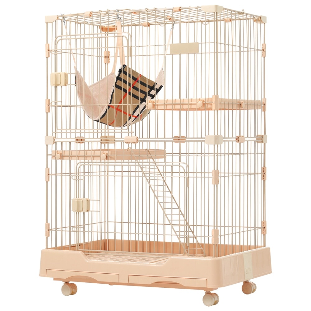 【国内即日発送】猫 ケージ キャットケージ ペットケージ キャスター付 猫ゲージ 大型 多頭飼い ネコドア キャットハウス 1段2段可能 留守番 保護 脱走防止 おしゃれ