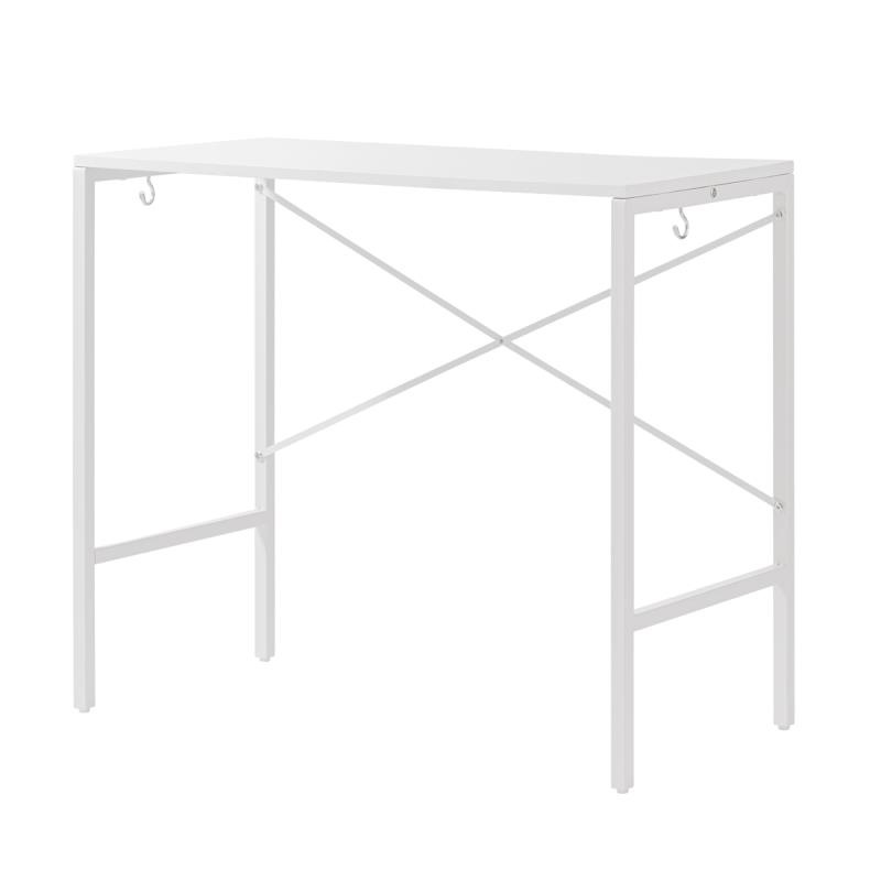 シンプルデスク SDK80W 白 ホワイト 幅80 高さ72 ワークデスク アジャスター付き フック 簡単組立 コンパクト 収納 ナチュラル