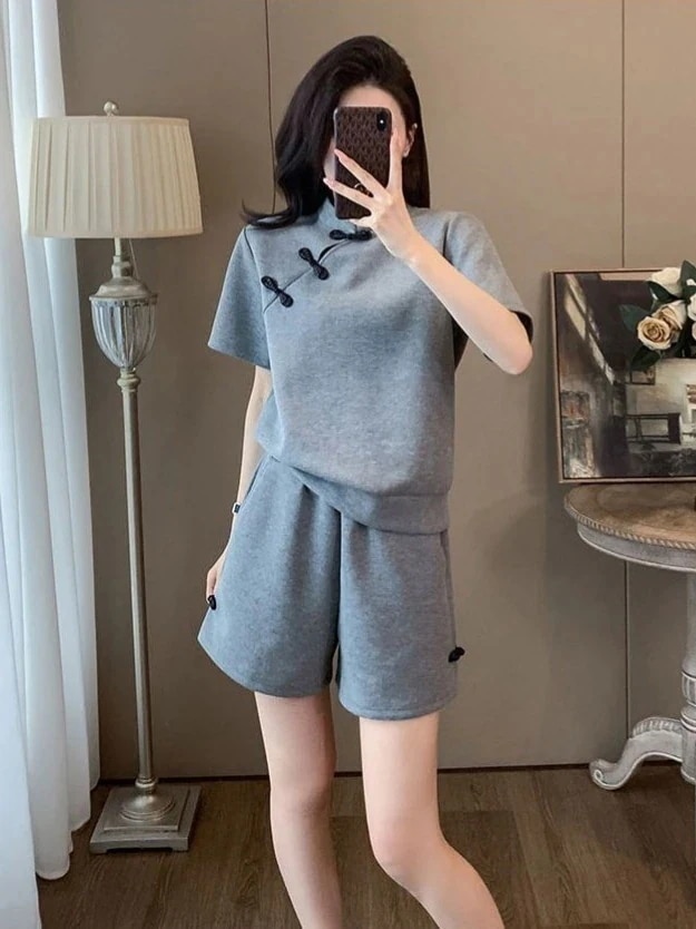 ルームウェア スーツ レディース セットアップ セットアップ 夏 新中国風スポーツスーツ女性夏ファッション半袖半ズボン2点セット スウェット上下セット 5,480円