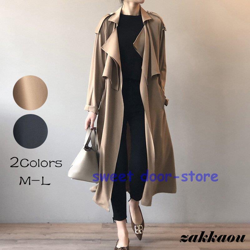 トレンチコート レディース 40代 ロングコート 春コート ロングマキシ丈 ゆったり トレンチ風 春 秋 冬 ビジネスアウターおしゃれ通勤上品