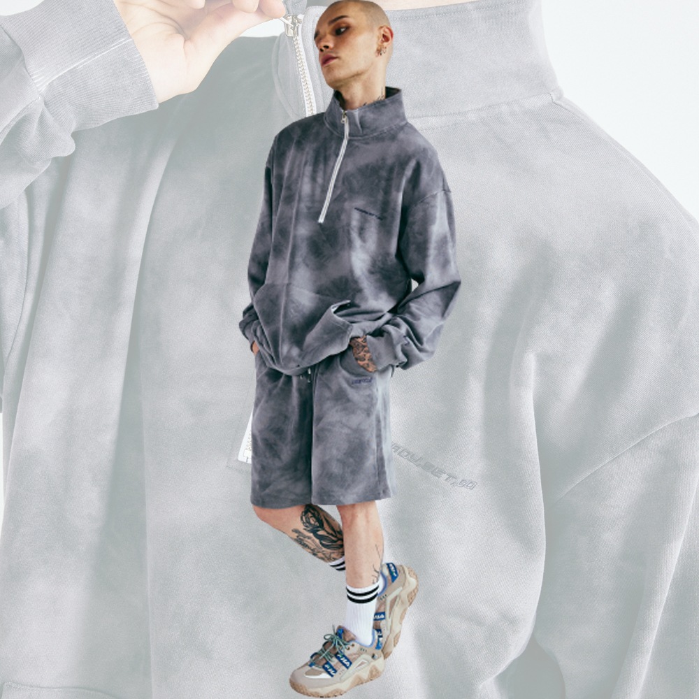 [UNISEX] [男女兼用] WATER PRINT HALF PANTS OVERFIT 捺染 半ズボン ハーフパンツ オーバーサイズ