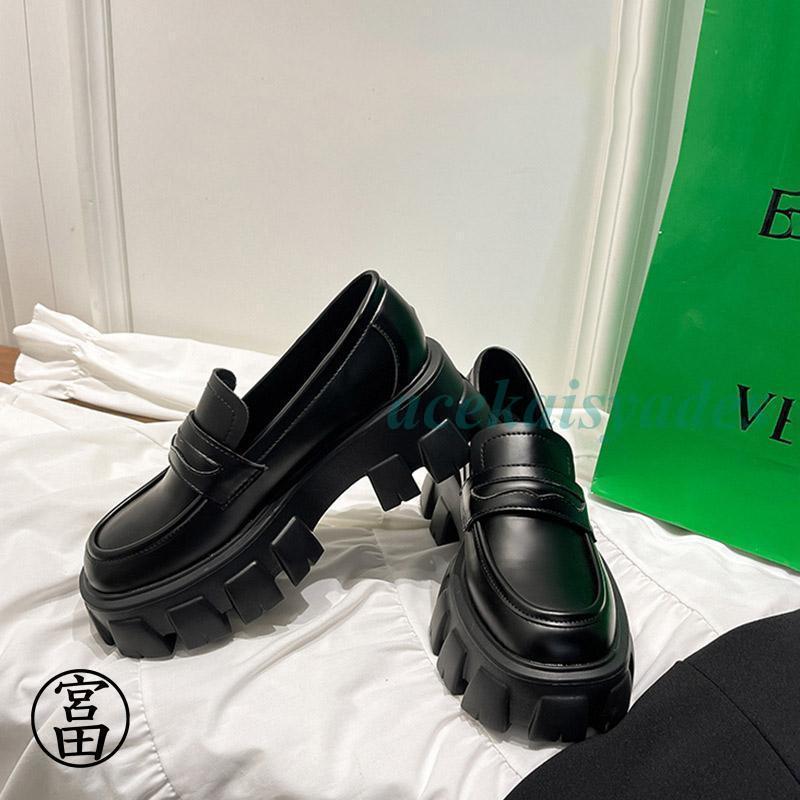 厚底ローファー レディース ブラック 大きいサイズ プラットフォーム 高見え フェイクレザー 合皮 合成皮革 シューズ 厚底パンプス ローファー 歩きやすい