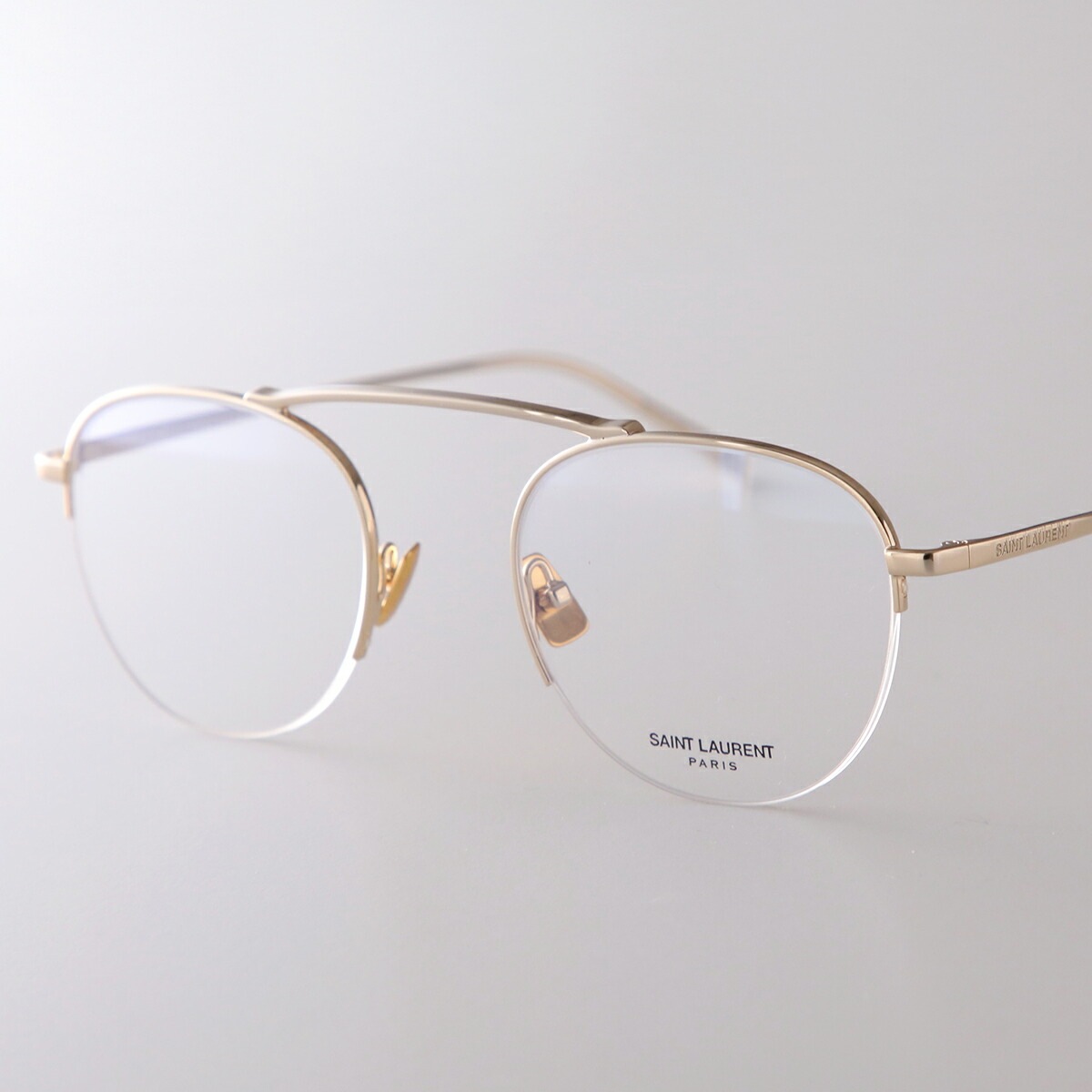 SAINT LAURENT サンローラン メガネ SL 576 レディース メンズ ボストン型 メタルフレーム ハーフリム クリングスタイプ ロゴ アイウェア 002