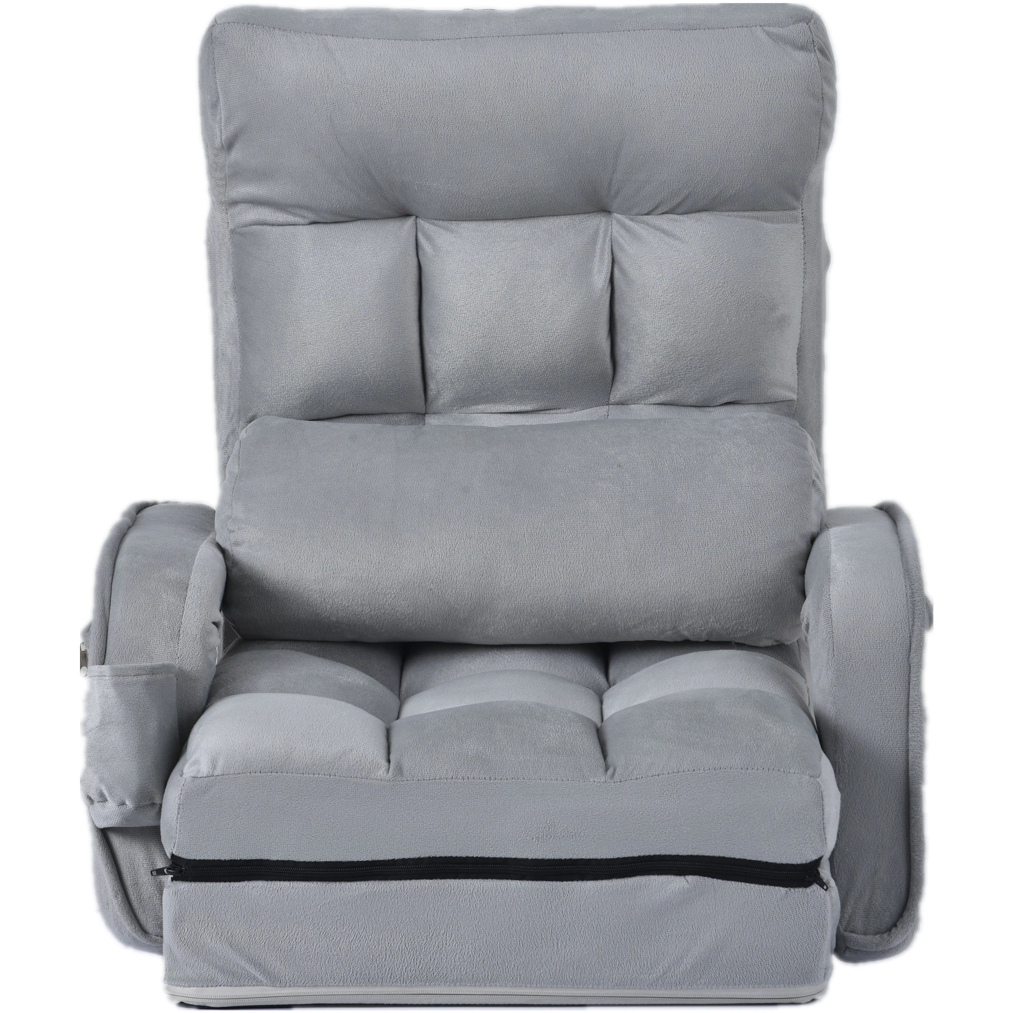 1221座椅子 リクライニング 14段ギア リクライニングチェアー ファブリック 座イス おしゃれ 椅子 チェアー いす イス コンパクト【ライトグレ】