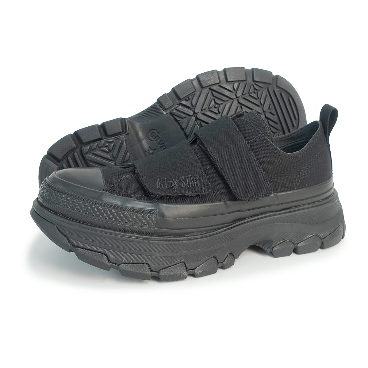 スニーカー 厚底 メンズ レディース オールスター トレックウエーブ V-2 OX ブラック ALL STAR TREKWAVE ベルクロ