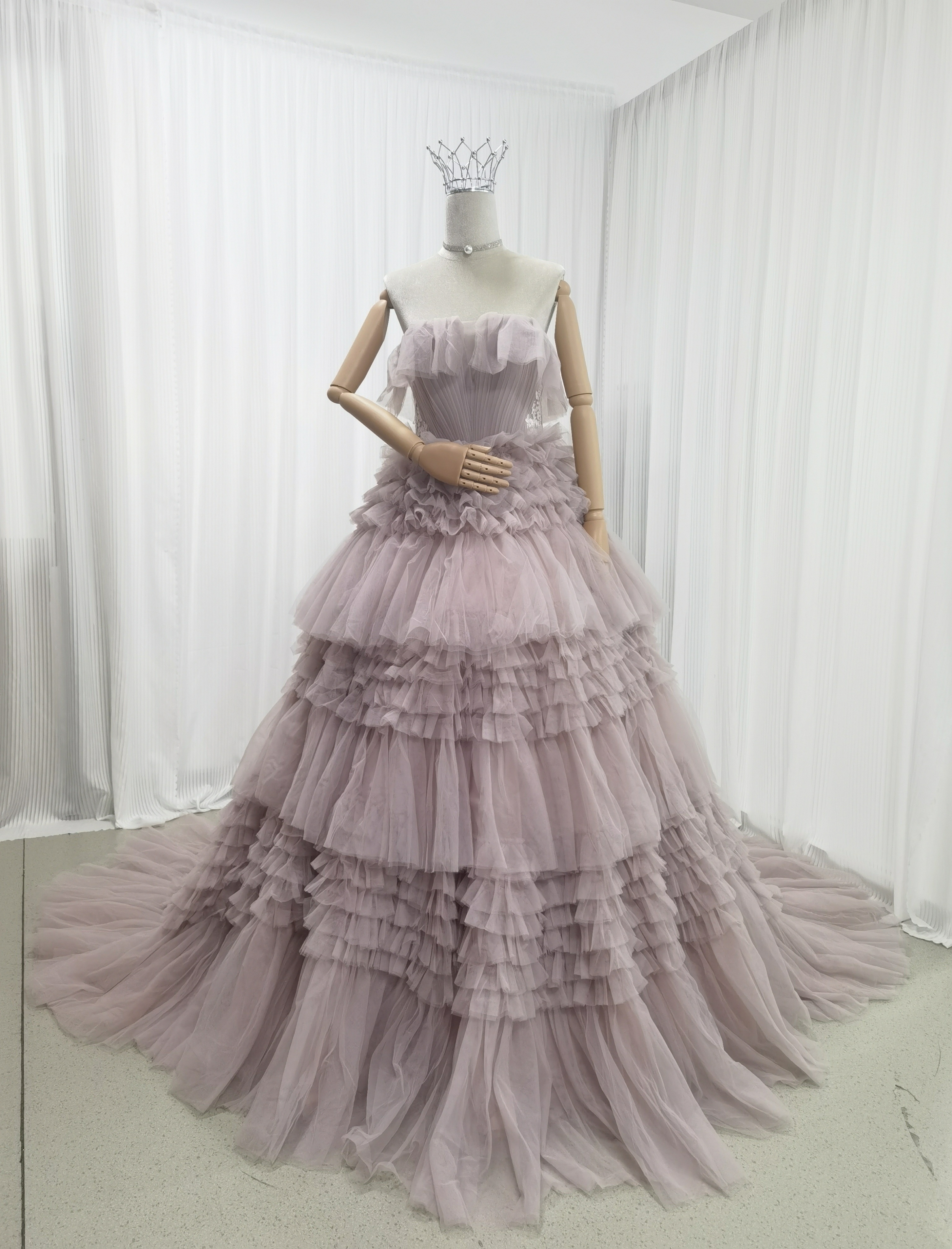 憧れのドレス カラードレス ピンク紫 ベアトップ 可愛い ボリュームドレス 花嫁