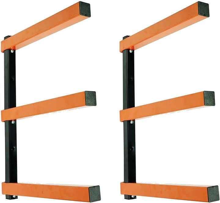 木材収納ラック 耐荷重50kg 幅1220mm～1800mm 奥行き311mm(黒　オレンジ, 3段)