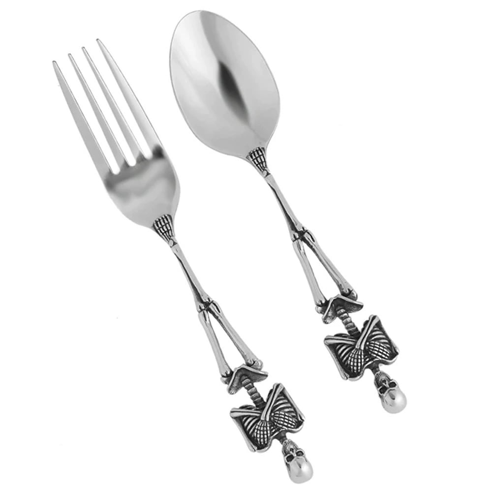 [ステンレス製 食器] スカルスプーン / スカルフォーク 1個販売 ドクロ ガイコツ 髑髏 がい骨 おもしろい 雑貨 食事会 レストラン 13日の金曜日 お化け屋敷 mt956xxxxxxxx