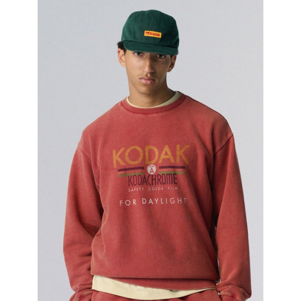 コダックアパレルシネコダックセミオーバーフィットグラフィックウォッシングスウェットシャツレッド
