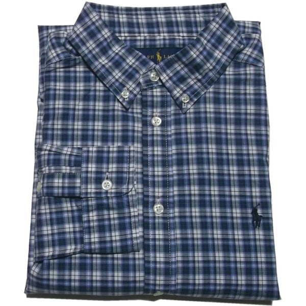 ラルフローレン ボーイズサイズ 長袖 ボタンダウンシャツ チェック ブルー Polo Ralph Lauren boys PR2-1350