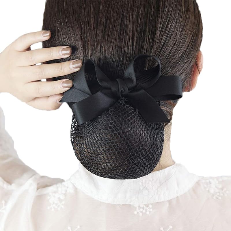 [Berrylily] ヘアスタイル見ちがえるシニヨンネット バレッタ ネット付き ネット付きバレッタ 控えめ！小さめリボン！ シニヨン ネット バレッタ ネット ブラック