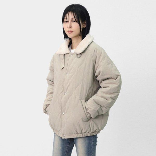 レディース冬の変わりやすい季節男女共用キルティングフェイクファーカラー6オンスウェーブ...