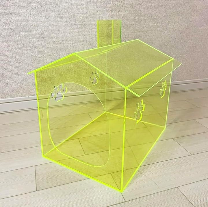 猫ちゃんの肉球がアクリル越しに楽しめるにくきゅうのおうち 熟練した猫好きアクリル職人が作成しています 組み立て不要(グリーン)