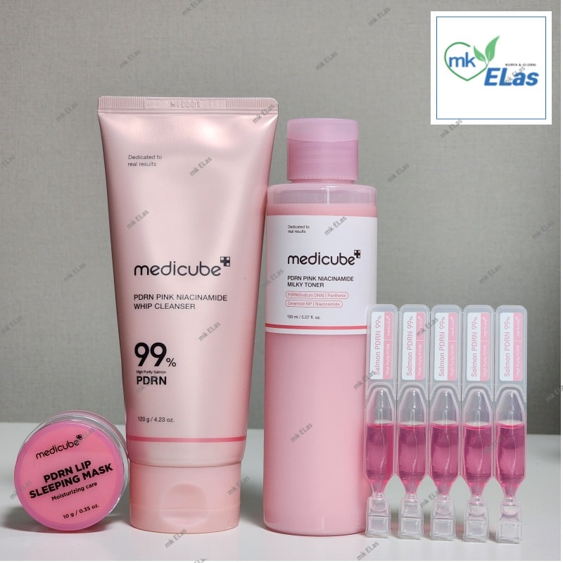 PDRNピンク 4点セット／PDRNピンクナイアシンアミドホイップクレンザー＋ミルキートナーエッセンス＋ワンデイセラム＋リップスリーピングマスク/韓国スキンケア/ Qoo10メガ割対象
