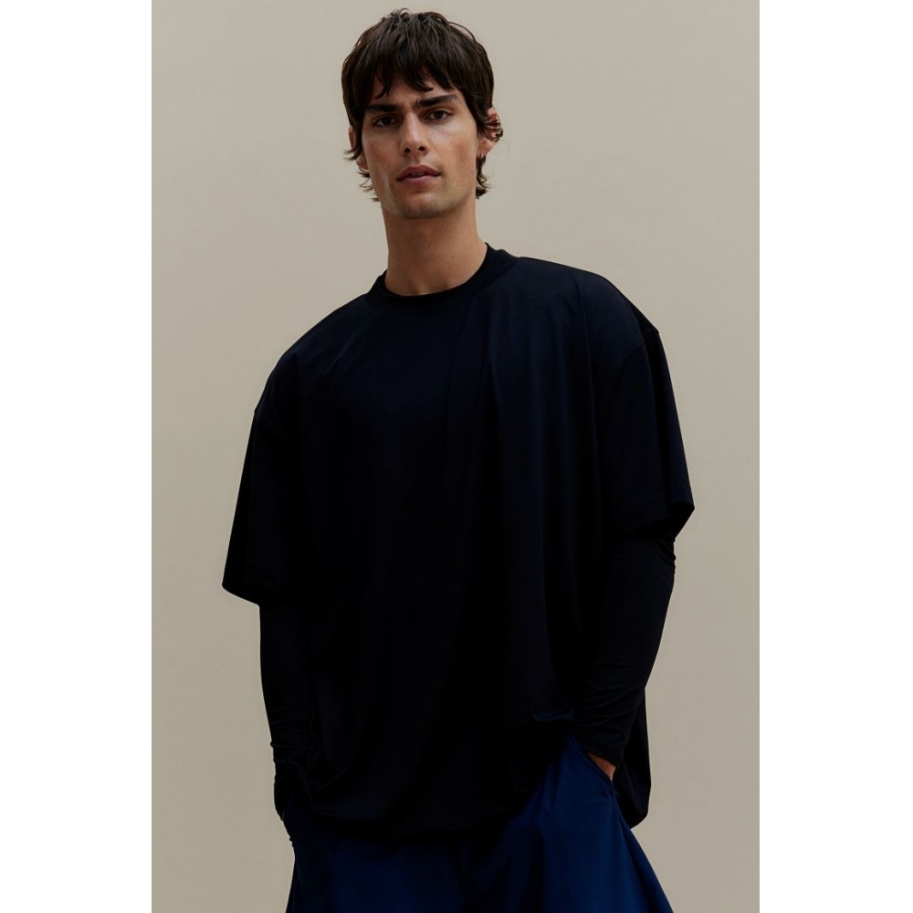 H&M スポーツトップルーズフィットドライムーブブラック