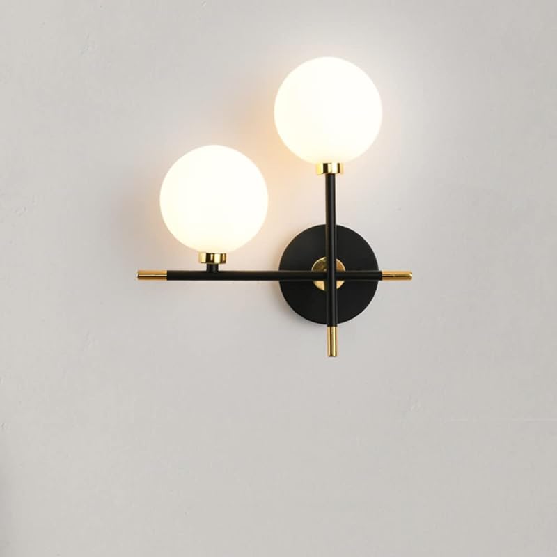 KAWELL ブラケットライト ウォールランプ 2灯式 乳白色のガラス玉シェード付き G9口金 ベッドサイドランプ ミニマリズム 壁付け照明 照明器具 ベッドサイドライト 壁掛けライト 寝室の照明 間