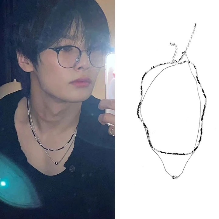 【Stray Kids アイエン着用】SSY Handmade Glass Beads & Silver Ball Layering ネックレス