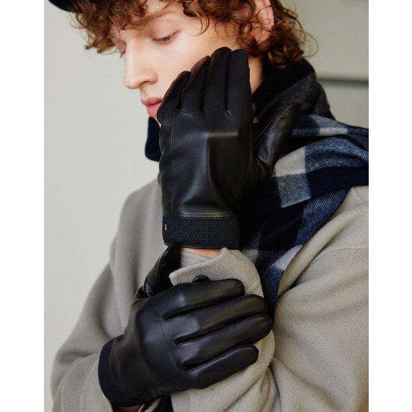 [25FW][メンズ手袋]ブラック シープスキン DDロゴ スマートフォンタッチ手袋 DCGV5F127BK