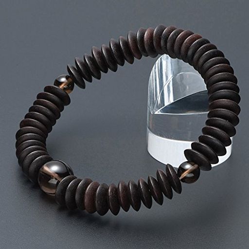 仏壇屋 滝田商店 特選腕輪念珠 木玉ブレス 縞黒檀(艶消) 平玉 茶水晶仕立 54玉数珠ブレスレット数珠ブレス腕輪数珠ブレス数珠パワーストーンお守り【滝田商店発行 証明書付】