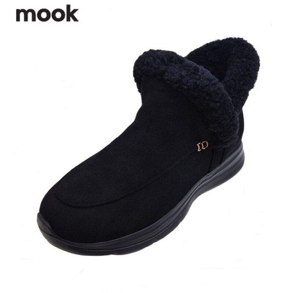 女性用超軽量人工ファーチューリップ柄ファー裏地ショートブーツ_GN