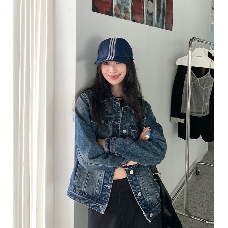 女性のためのレトロなルーズデニムジャケット2024秋韓国スタイルカジュアル多用途デザイン長袖ジャケットトップ