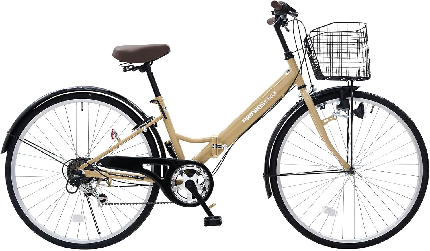 シティサイクル 折りたたみ自転車 26インチ シマノ製 6段変速ギア ママチャリ カゴ 鍵 LEDライト付き 本体 持ち運び【メーカー保証1年】P-266 14,445円