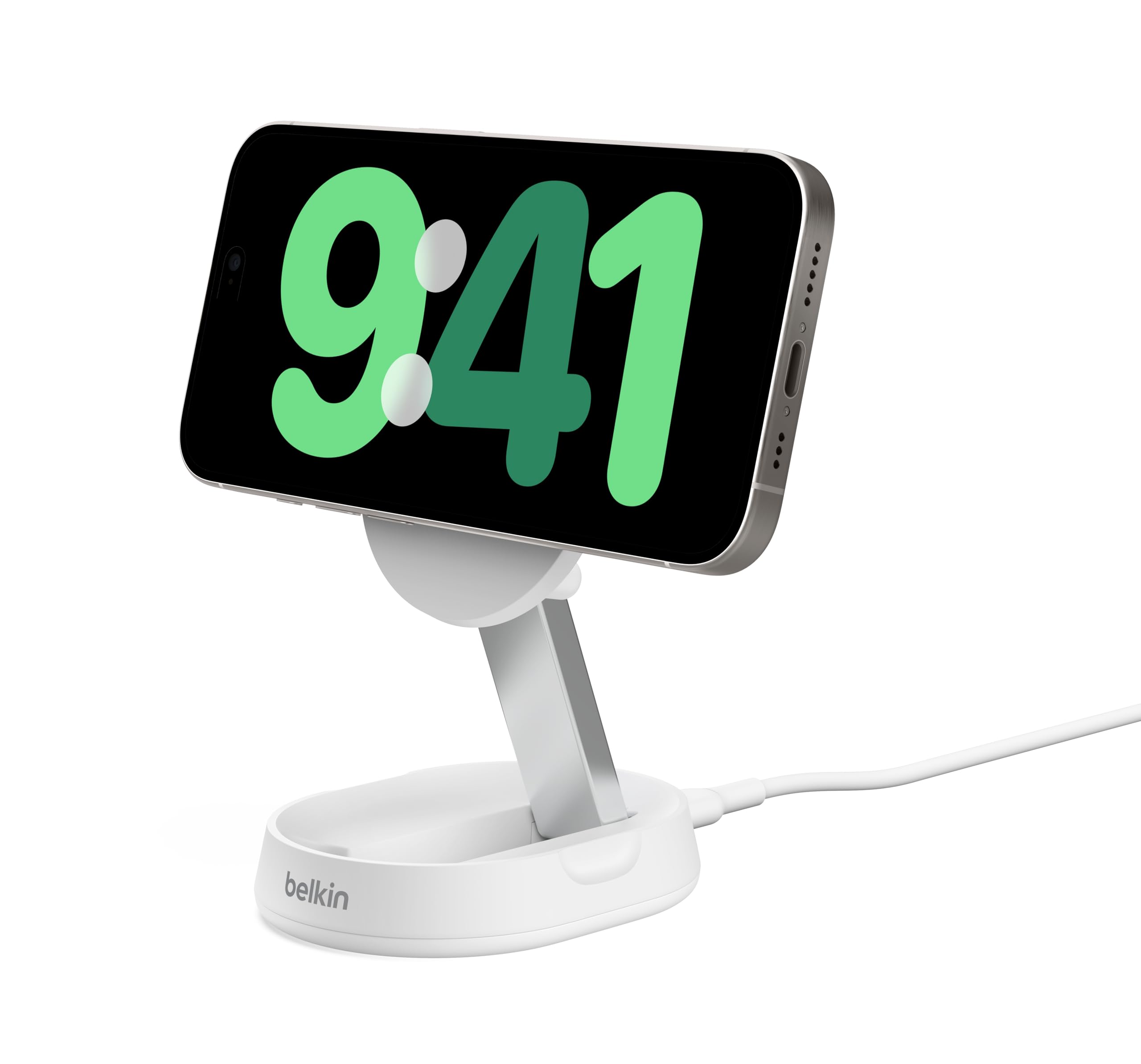Belkin Qi2ワイヤレス充電スタンド Qi2/MagSafe対応 Qi2公式認証 iPhone 16/15/14/13/12/Qi2対応スマートフォン(最大15W高速充電) スタンド&パッド切り