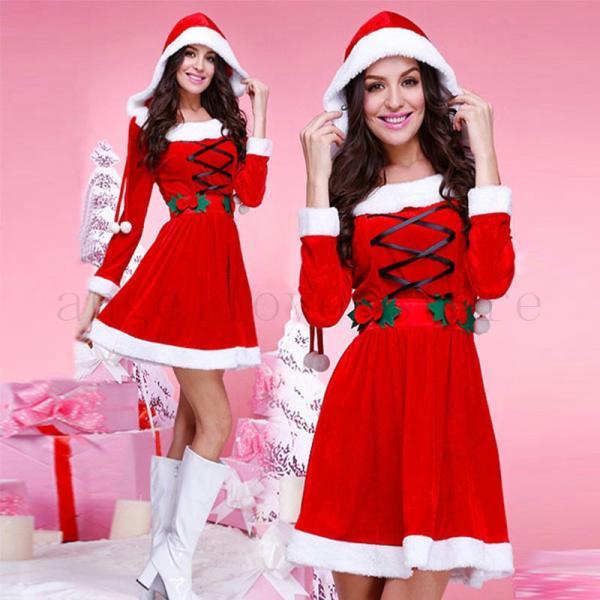 クリスマス aパーティー サンタクロース衣装コスプレ コスチューム 帽子付き クリスマス衣装 サンタ衣装 サンタクロース